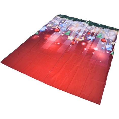 Rideau de Noël imprimé numériquement en 3D, occultant et original, idéal pour les décorations de Noël (170 x 200 cm). (1/5)