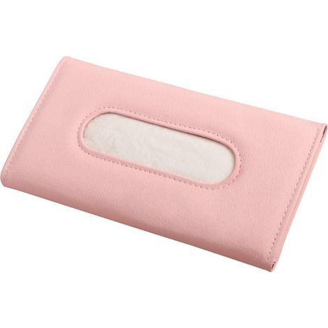 1 Pièce Boîte de Mouchoirs pour Pare-Soleil de Voiture, Voiture en Cuir Accessoires De Pare-Soleil Porte-Papier Mouchoir Clip, Conteneurs de Stockage de Mouchoirs en Cuir, Rose