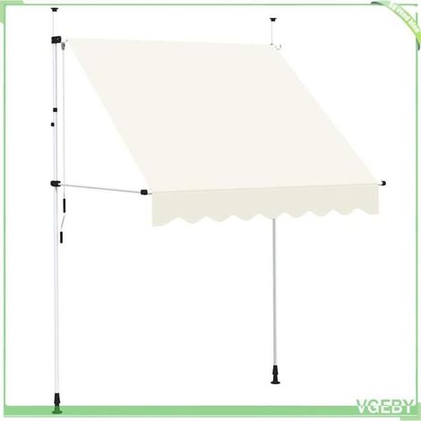 Auvent rétractable manuel - FAFEICY - 143694 - Crème - 200 cm - Projection 120 cm (1/5)