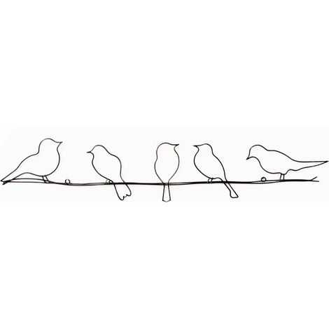 Art for the Home - Metal Art - Wanddeko - Vogel - Schwarz - 60x12,5cm