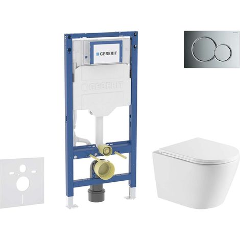 Geberit Duofix - Set de bâti-support, cuvette Nefia et abattant softclose, plaque de déclenchement Sigma01, chrome brillant SANI11CA1161