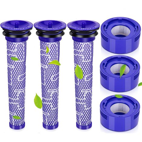 Filtres de Rechange Aspirateur pour Dyson V8 V7 Absolute Animal Motorhead, 3 Post-filtres HEPA, 3 pré-filtres, pièce de Rechange,Remplace les Pièces 965661-01 et 967478-01