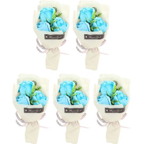 Ces roses artificielles bleues en savon sont éclatantes, magnifiques et romantiques, et sont présentées dans une boîte cadeau, ce qui en fait un choix idéal pour décorer un cadeau d'anniversaire. (1/5)