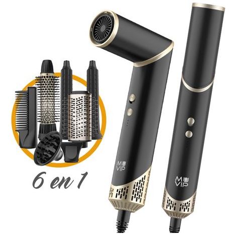 Muvip Ultimate Experience Profesional 6 en 1 Herramienta de Secado y Peinado - 1500W - Accesorios para Rizar, Cepillar y Alisar - 3 Configuraciones de