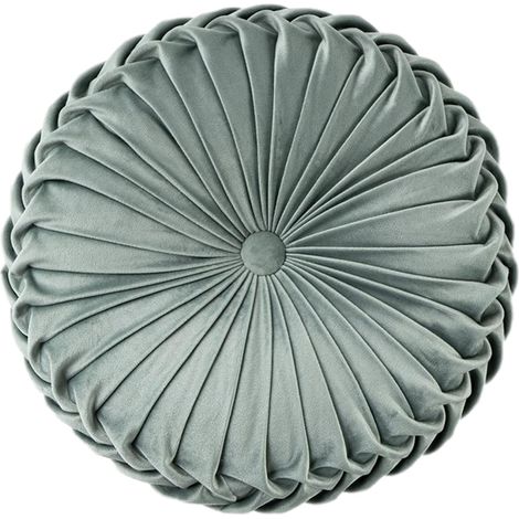 1 coussin de chaise rond vert clair de 38 cm de diamètre et 10 cm de hauteur. Coussin d'assise lavable en mousse à mémoire de forme. (1/5)
