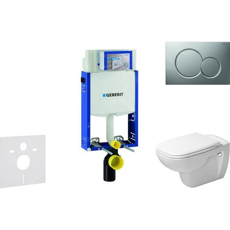 Geberit Kombifix - Ensemble bâti-support, cuvette de toilette et siège D-Code, Rimless, SoftClose, plaque Sigma01, chrome mat (1/5)