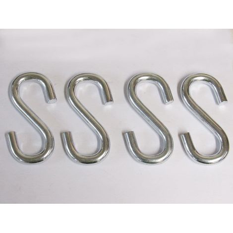 X4 12MM Zinc Plated S Hooks - Steel S Shaped BZP (1/2)