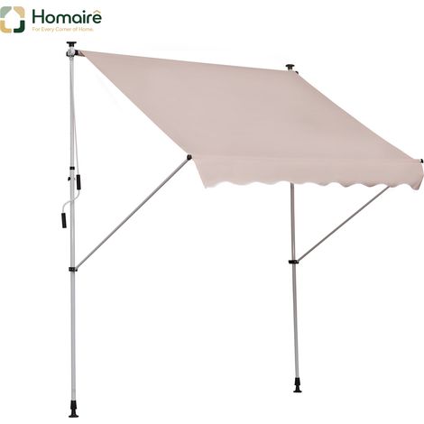 HOMAIRE Gelenkarmmarkise höhenverstellbar Aluminium Cremeweiß Terrasse Balkon