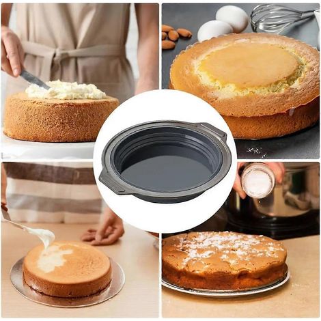 Moule cylindrique pliable pour gâteau, mousse et fondant, gris-- (1/5)