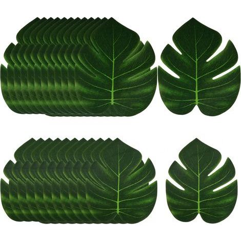 Lot de 24 Feuilles Tropicales décoratives décoratives en Feuilles de Palmier artificielles décora tives pour la Saint Valentin Hawaïen Monstera Plante Jungle Thème Décorations Feuill ES (1/5)