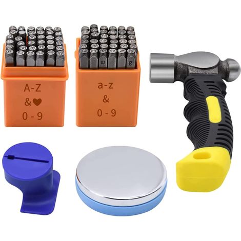 Metal stamping kit, 74 pieces, 0.3 cm art font, capital letters and dies, numbers, metal stamping template (1/5)