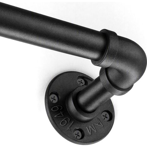 Tringle Rideau Extensible Noire, Tringle à Rideau Industrielle, Tringle Rideau Plafond de 25 mm de Diamètre, barre rideau extensible pour fenêtres, 80-220cm (1/5)