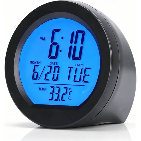 Mini Horloge Digitale Voiture Tableau de Bord Solaire, 3 en 1 Horloge Numérique Voiture Solaire avec Température, Heure, Date, Rétroéclairage Automatique, pour Véhicule, Voiture, Bateau, Bureau (1/2)
