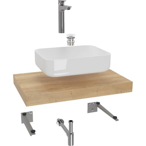 Naturel Hansgrohe Badezimmerset mit Dolce 80x8x50 cm Halifax-Eiche KSETDO6