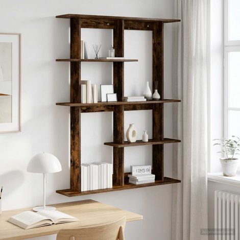 vidaXL Estante de pared Roble Ahumado 102 x 20 x 130 cm (1/5)