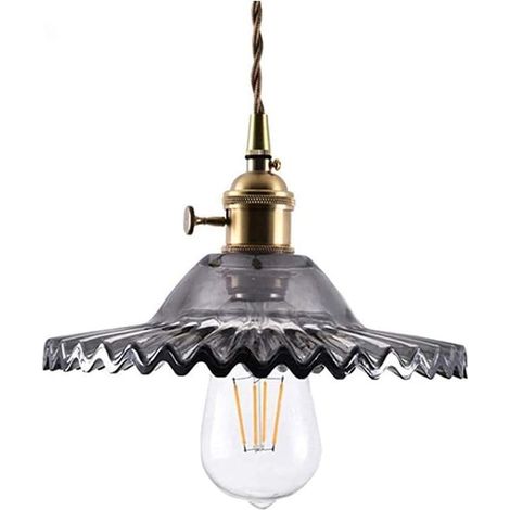 Lampada a sospensione in ottone, mini lampada a sospensione vintage in rame, lampada a sospensione retrò in vetro grigio con motivo per isola cucina, sala da pranzo, ingresso, soggiorno, camera da let (1/5)