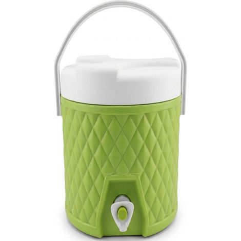 The-rmos Borraccia Termica grande 9 Litri con Rubinetto Contenitore Frigo Acqua Maniglia  in Plastica  Bocca Larga Tappo e Contenitore Porta Oggetti – - colorigenerali: VERDE