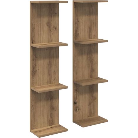 Estante de pared 2 uds. Roble artisan 25 x 15 x 100 cm vidaXL
