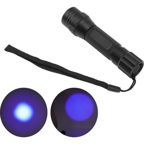 Lampe torche UV 395 nm, lampe UV portable LED puissante, détecteur de lumière ultraviolette pour les taches d'urine d'animaux, les taches de scorpion et les pierres. (1/5)