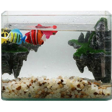 Décoration d'aquarium en résine : poissons de montagne et mousse (lot de 2). (1/4)