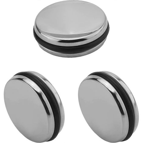 Lot de 3 bouchons de vidange à bouton-poussoir en acier inoxydable pour lavabo de salle de bain, diamètre 35,5 mm. Fermeture à clic. (1/5)