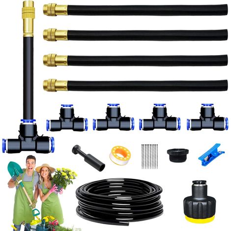 360° Curved Garden Automatic Irrigation System, Kit arrosage automatique système, Kit Arrosage Goutte à Goutte, Kit d'irrigation de brouillard, pour paysage, lit de fleurs et plantes de verdure(5m) (1/5)