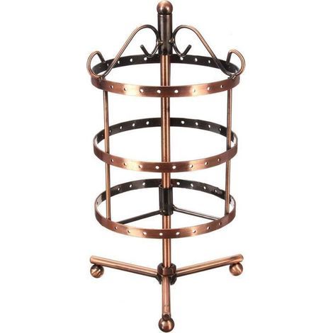 Présentoir, Porte-Bijoux, Rangement Bijoux, Organisateur, 3 Niveaux, Bracelet, Collier, Boucles d’Oreilles, Bagues, Grande capacité bronze (1/5)