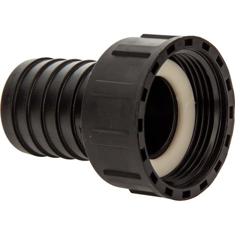 tecuro gerade Schlauchtülle Ø 32 mm x 1 1/4 Zoll ÜWM mit EPDM-Flachdichtung, PP-schwarz (1/5)