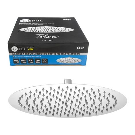 Rociador ducha redondo extra plano acero inox Tolox - 30cm, GENIL. (1/3)