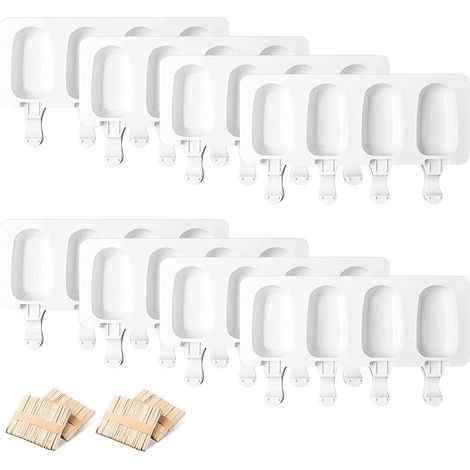 8 Silikon-Eisformen, 4 Mulden, Eis am Stiel, wiederverwendbare ovale Cake-Pop-Formen, für die DIY-Eisherstellung (1/5)