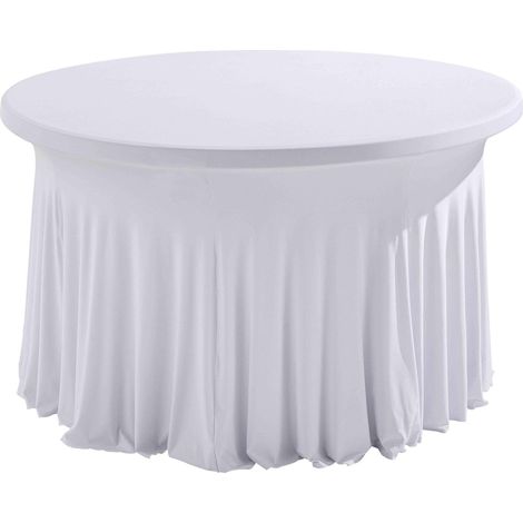 Housse élastique blanche pour table ronde 8 personnes diam.150cm