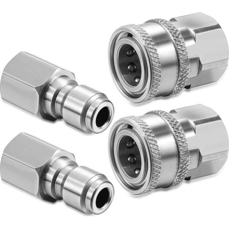 Kit de 4 raccords rapides mâles et femelles en acier inoxydable 3/8 pouce pour nettoyeurs haute pression (1/5)