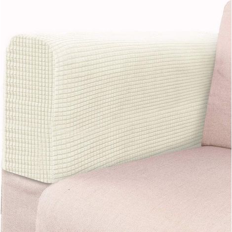 2 Pcs Tissu Extensible Accoudoir Couvre Décoratif Universel Élastique Canapé Bras Couvre Protecteurs(Blanc de Riz) (1/5)