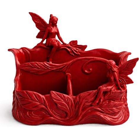 Organizador de accesorios de escritorio rojo con motivo de hadas