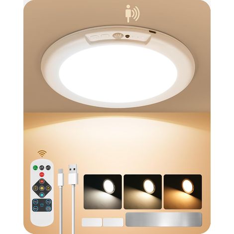 Plafonnier LED sans Fil avec Détecteur de Mouvement Lampe à Détecteur de Mouvement Intérieur Alimantée par Batterie, avce Télécommande, pour Couloir, Escalier, Placard (1/5)
