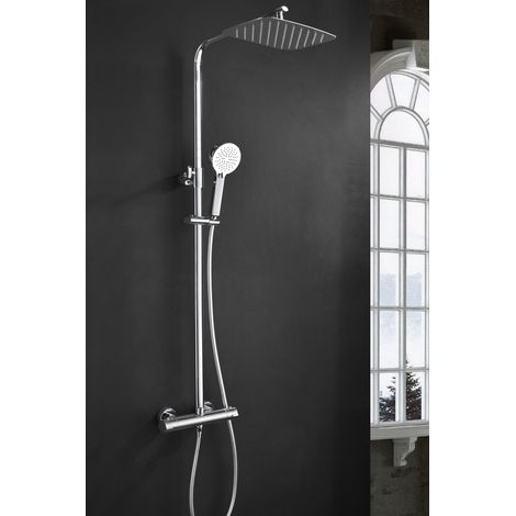 Set doccia con termostato  Modello PRAGA  Doccia di dimensioni standard  Colore grigio con finitura cromata [ IMEX® ] (1/3)