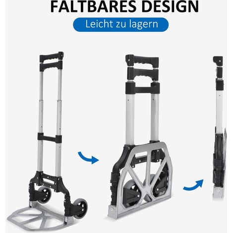 Chariot pliant en aluminium, diable de transport Alu, charge max. 70 kg, dimensions 39 x 41 x 100 cm, argenté (1/5)