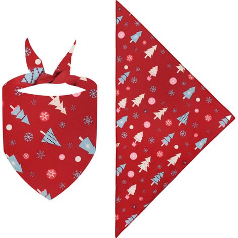 Bandana natalizia per cani, set da 2 pezzi, bandana triangolare regolabile con Babbo Natale, costume natalizio per cani (verde e rosso), 60 x 40 x 40 cm