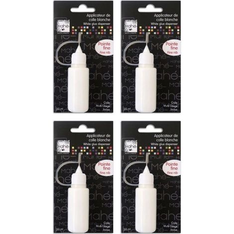 Colle blanche - TOGA - applicateur pointe fine - Lot de 4 - 20 ml - devient transparente