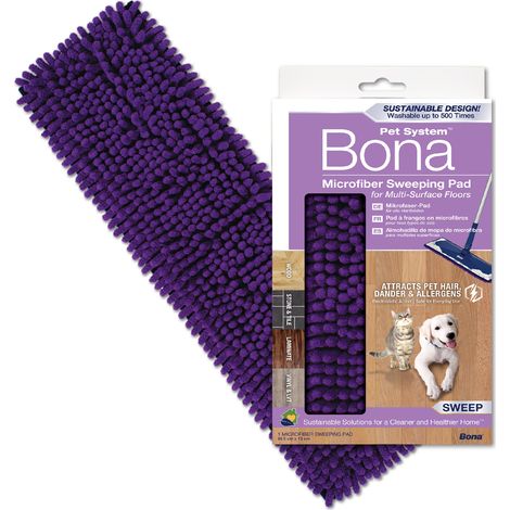 Bona - Pad de nettoyage en Microfibre Bona spécial animaux - Pad nettoyage sol - Élimine les Poils d'Animaux - Enlève les Poils de Chats et Chiens
