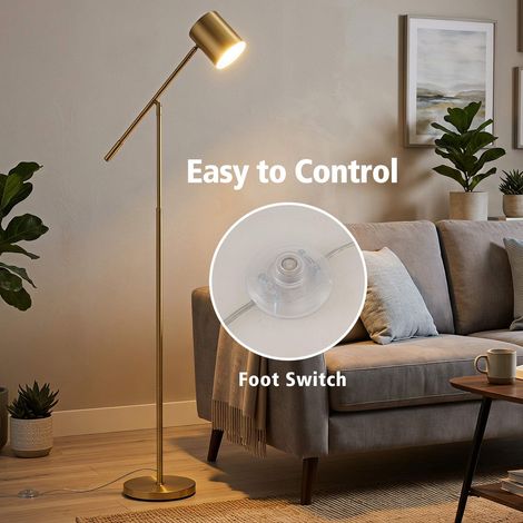 Adjustable Gold Floor Lamp with E27 Socket and Foot Switch (1/5)