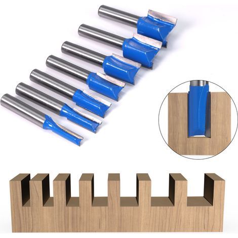 7 Pcs Fraise Defonceuse Bois 8mm Kit, Fraise Defonceuse Droite, Long Stright Router Bit 6/8/10/12/14/18/20mm, pour Travail du Bois, Couper, Tailler le Bois (1/4)