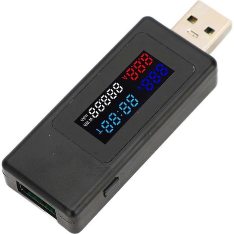Testeur USB 6 en 1 : mesure du courant, de la tension et du temps, de la puissance, de la capacité et du niveau de batterie, écran couleur, multifonction USB (1/4)