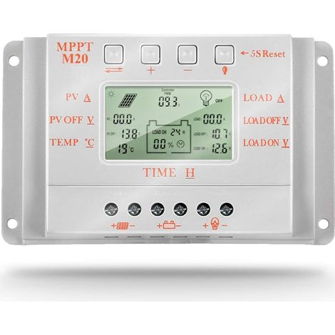 20A Régulateur de Charge Solaire 12V/24V Tension D'identification Automatique Régulateur D'intelligence de Panneau Solaire avec Écran LCD - M20 (1/5)