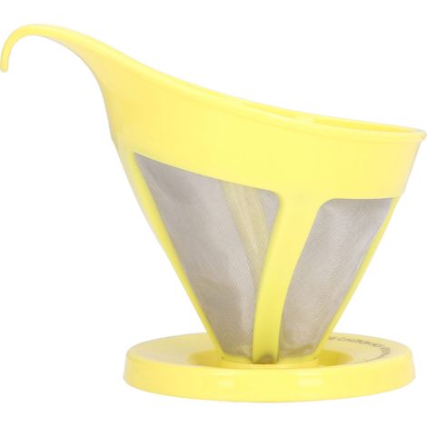 Filtre à café inoxydable à grain fin, entonnoir pour cafetière goutte-à-goutte, extraction manuelle, passoire à poudre, jaune (1/5)