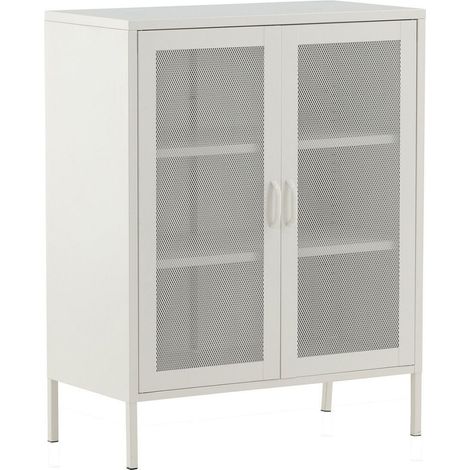 Buffet 2 Portes en Métal "Misha" 102cm Blanc