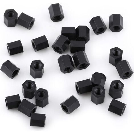 Espaciadores hexagonales roscados negros Ulisem PA66 M3 hembra x M3 hembra (M3 x 5) (1/4)