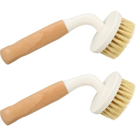 2 pièces Brosse Vaisselle de Hêtre avec Poils Souples Brosse de Nettoyage pour Cuisine Vaisselle et Casseroles Manche Court Ergonomique Multi-Usage (1/5)