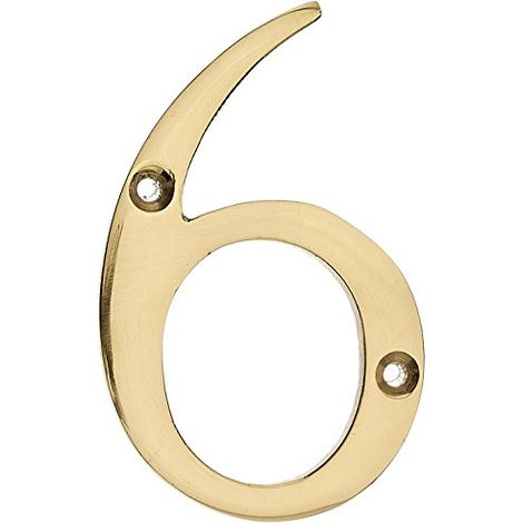 MASIDEF - CIVICO IN OTTONE LUCIDO 8cm N.6