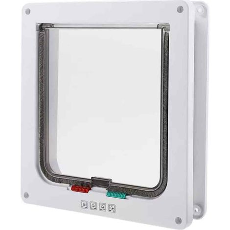 Chatière Pour Chat Et Chien - Magnétique - 4 Modes De Verrouillage - Blanc - Taille M (1/5)